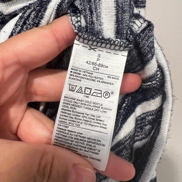 BANANA REPUBLIC Turtleneck Striped Mariner Long Sleeve Blouse Navy White Sz S - Picture 4 of 4